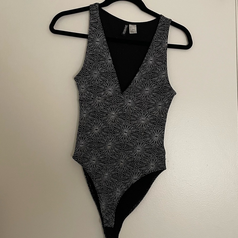 Sparkly Silver Star New Years Eve NYE Bodysuit